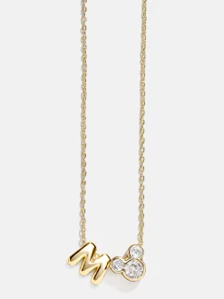 Disney Mickey Mouse Initial Necklace - Gold/Pavé