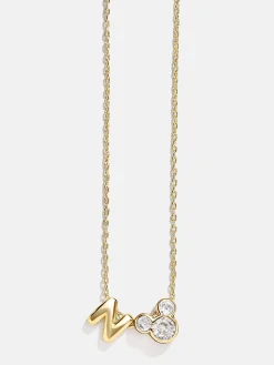 Disney Mickey Mouse Initial Necklace - Gold/Pavé