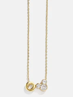 Disney Mickey Mouse Initial Necklace - Gold/Pavé