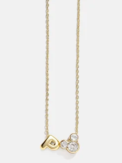 Disney Mickey Mouse Initial Necklace - Gold/Pavé