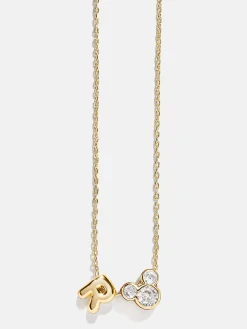 Disney Mickey Mouse Initial Necklace - Gold/Pavé