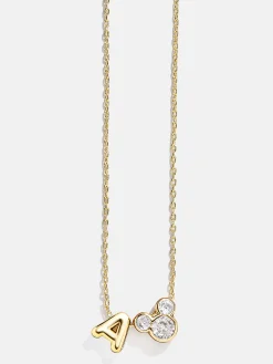 Disney Mickey Mouse Initial Necklace - Gold/Pavé