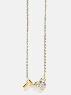Disney Mickey Mouse Initial Necklace - Gold/Pavé