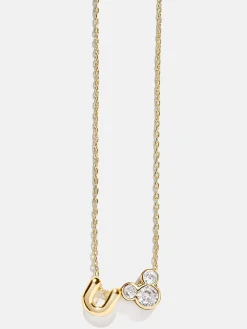 Disney Mickey Mouse Initial Necklace - Gold/Pavé