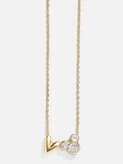 Disney Mickey Mouse Initial Necklace - Gold/Pavé