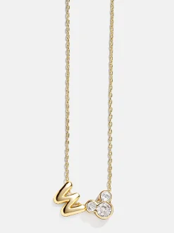 Disney Mickey Mouse Initial Necklace - Gold/Pavé