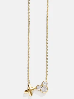 Disney Mickey Mouse Initial Necklace - Gold/Pavé