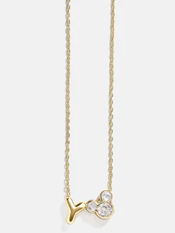 Disney Mickey Mouse Initial Necklace - Gold/Pavé
