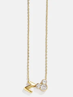 Disney Mickey Mouse Initial Necklace - Gold/Pavé