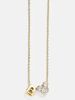 Disney Mickey Mouse Initial Necklace - Gold/Pavé