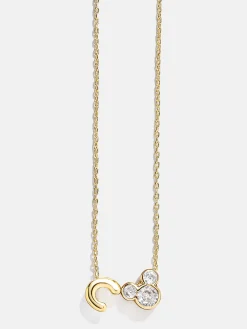 Disney Mickey Mouse Initial Necklace - Gold/Pavé