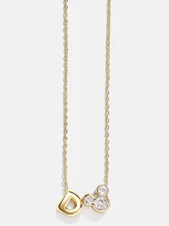 Disney Mickey Mouse Initial Necklace - Gold/Pavé