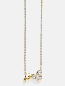 Disney Mickey Mouse Initial Necklace - Gold/Pavé