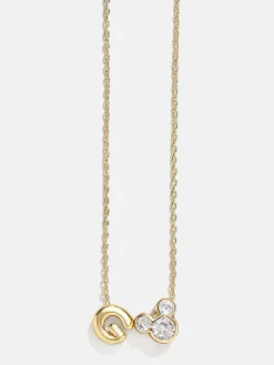 Disney Mickey Mouse Initial Necklace - Gold/Pavé