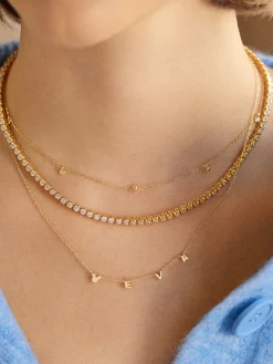 Disney Mickey Mouse 18K Gold Plated Sterling Silver Spaced Custom Necklace - Gold