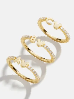 Disney Mickey Mouse 18K Gold Plated Sterling Silver Custom Ring - Gold/Pavé