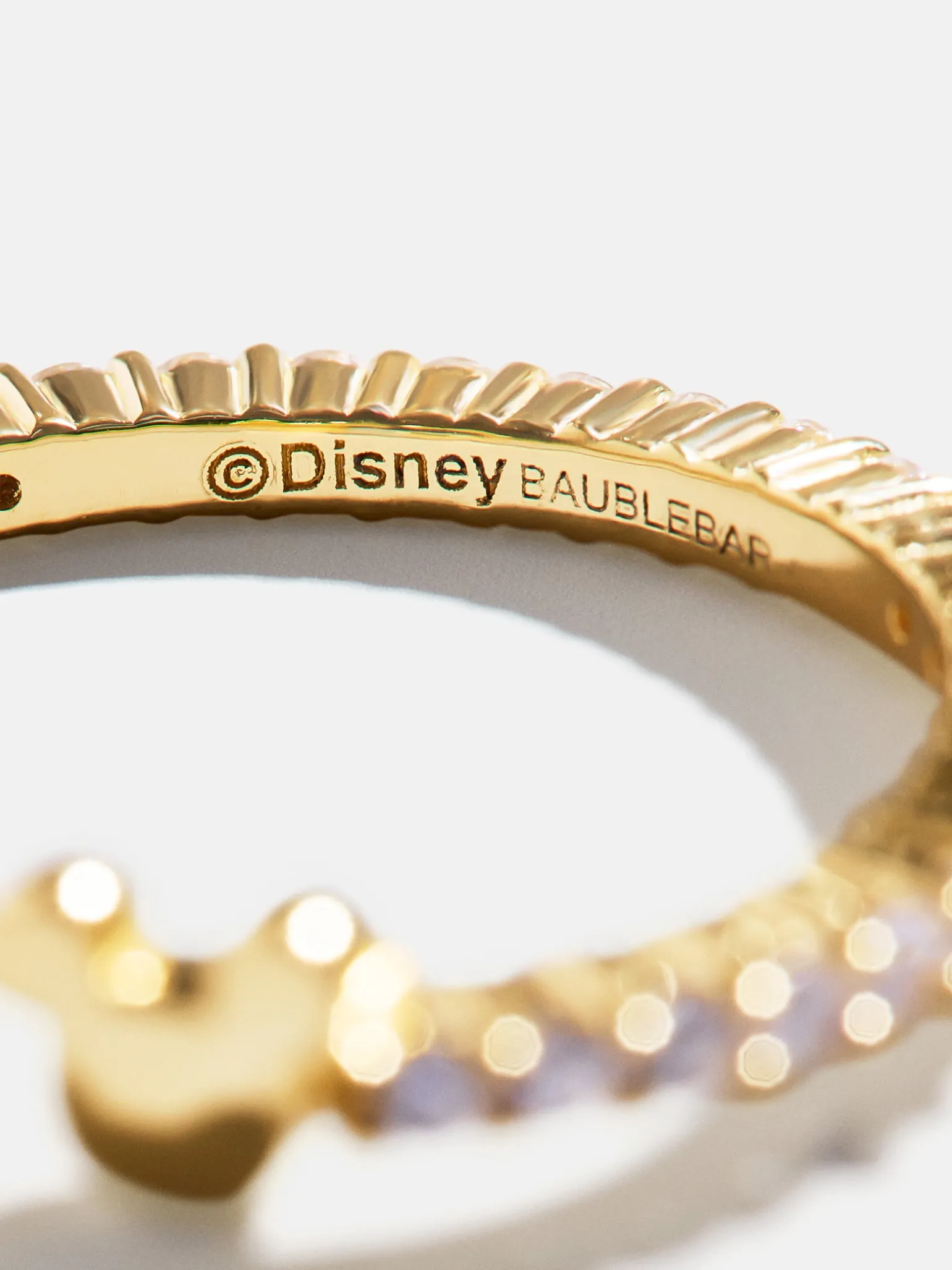 Disney Mickey Mouse 18K Gold Plated Sterling Silver Custom Ring - Gold/Pavé