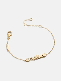 Disney Mickey Mouse 18K Gold Plated Sterling Silver Custom Nameplate Bracelet - Gold