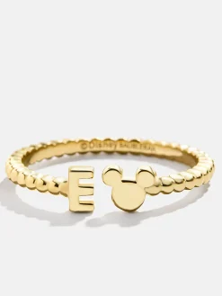 Disney Mickey Mouse 18K Gold Plated Sterling Silver Custom Ring - Gold/Pavé