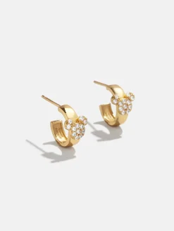 Disney Mickey Mouse 18K Gold Plated Sterling Silver Chunky Earrings - Gold/Pavé