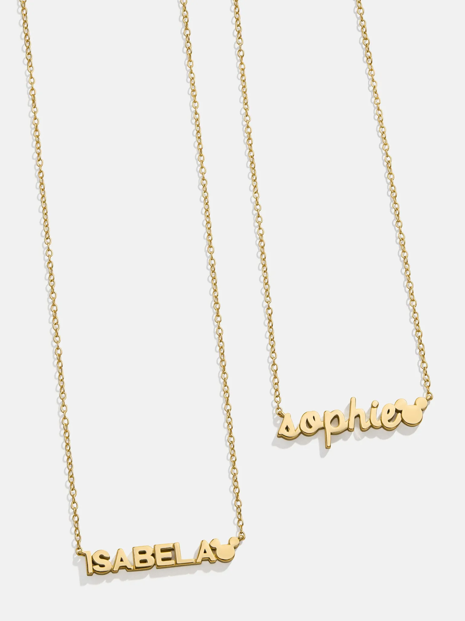 Disney Mickey Mouse 18K Gold Plated Sterling Silver Custom Nameplate Necklace - Gold/Pavé