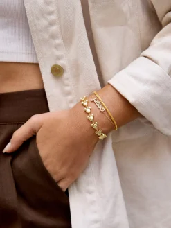 Disney Mickey Mouse 18K Gold Plated Sterling Silver Custom Nameplate Bracelet - Gold/Pavé
