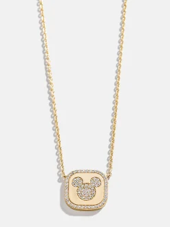 Disney Mickey Mouse 18K Gold Plated Sterling Silver Pendant Necklace - Gold/Pavé
