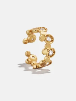 Disney Mickey Mouse 18K Gold Plated Sterling Silver Ear Cuff - Gold/Pavé