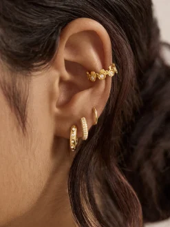 Disney Mickey Mouse 18K Gold Plated Sterling Silver Ear Cuff - Gold/Pavé