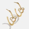 Disney Mickey Mouse 18K Gold Plated Sterling Silver Hoop Earrings - Gold/Pavé