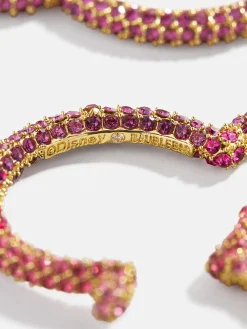 Disney Mickey Mouse Pink Pavé Outline Hoop Earrings - Pink