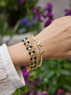 Disney Mickey Mouse Repeating Character Head Bracelet - Gold/Black