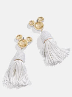 Disney Mickey Mouse Tassel Earrings - White