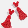 Disney Mickey Mouse Tassel Earrings - Red