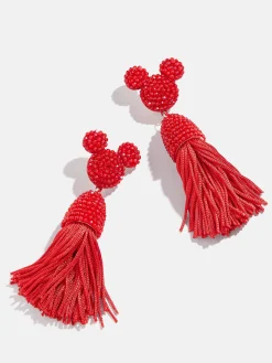Disney Mickey Mouse Tassel Earrings - Red