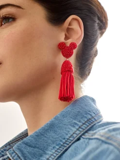 Disney Mickey Mouse Tassel Earrings - Red