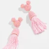 Disney Mickey Mouse Tassel Earrings - Light Pink