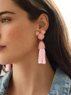 Disney Mickey Mouse Tassel Earrings - Light Pink