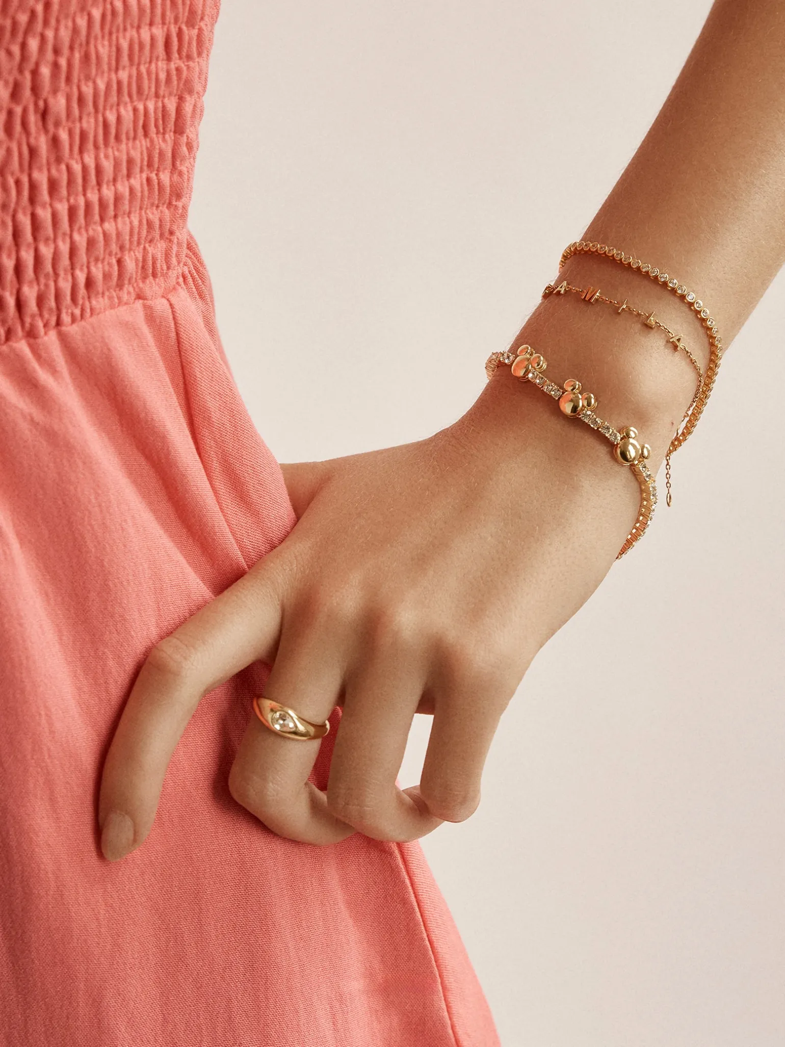 Disney Mickey Mouse Tennis Bracelet - Gold/Pavé