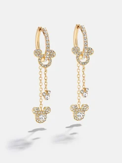 Disney Mickey Mouse Drop Earrings - Gold/Pavé