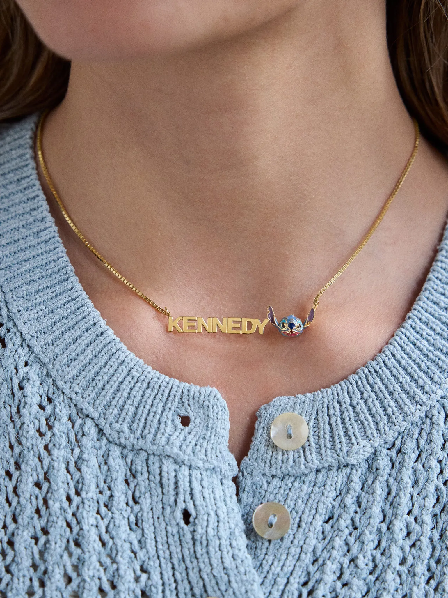 Disney Stitch Custom Nameplate Necklace - Block