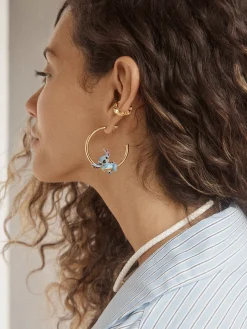 Disney Stitch 3D Hoop Earrings - Gold/Blue