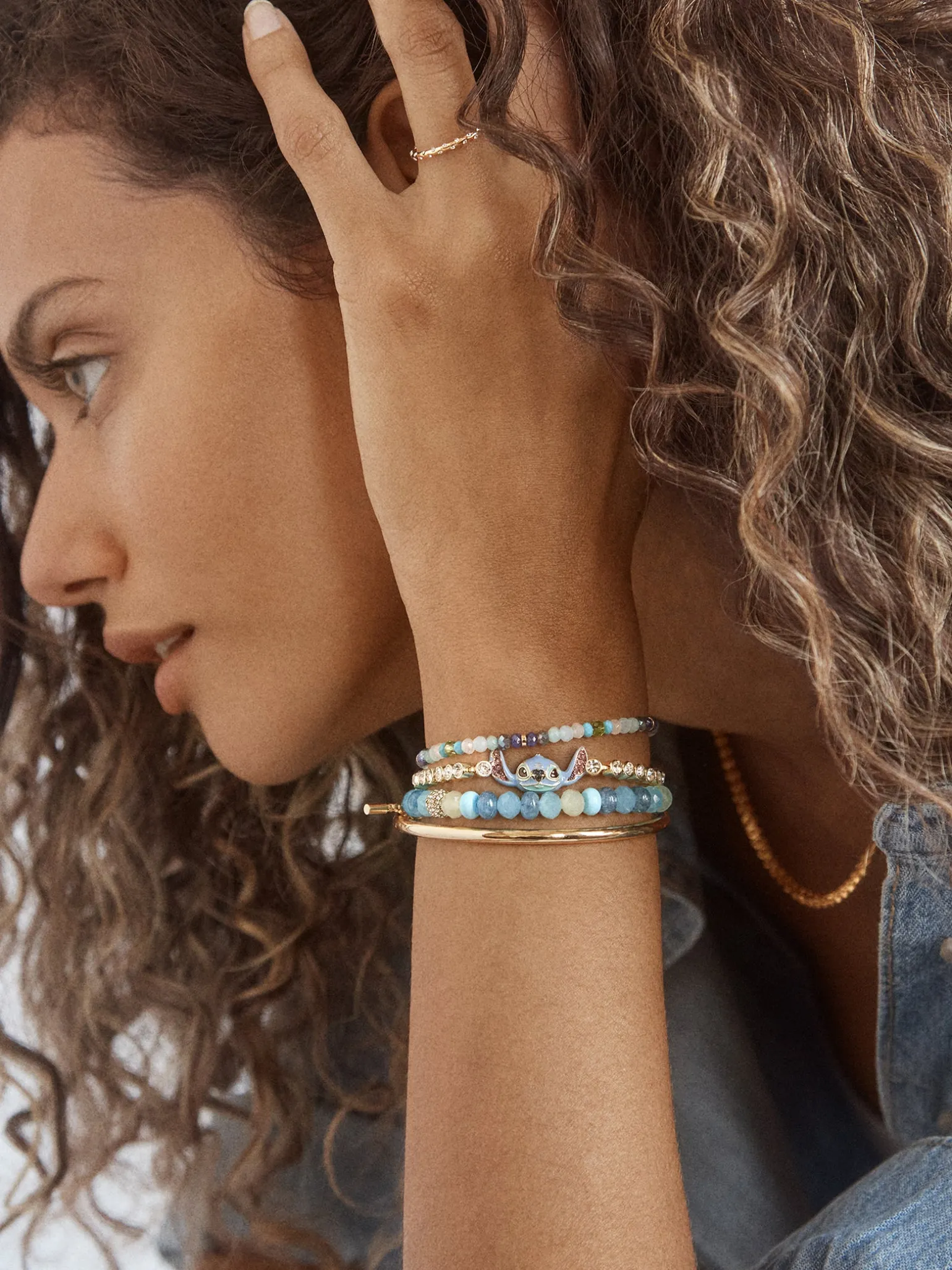 Disney Stitch Tennis Bracelet - Gold/Blue