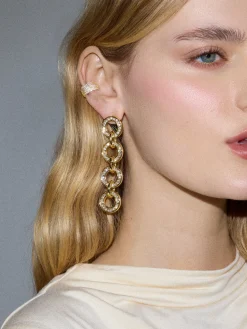 Dominique Statement Earrings - Gold/Pavé