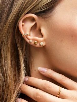 Dorothea 18K Gold Vermeil Earrings - Gold/Pavé