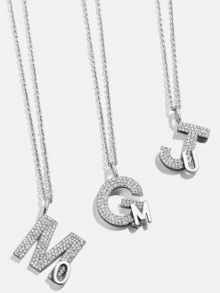 Double Initial Custom Necklace - Pavé/Silver