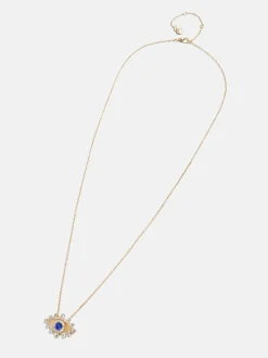Elena Evil Eye Necklace - Gold/Blue