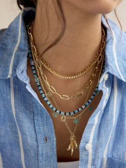 Evil Eye Pisa Necklace - Gold/Blue