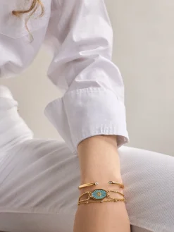Evil Eye Reversible Bracelet - Gold/Turquoise