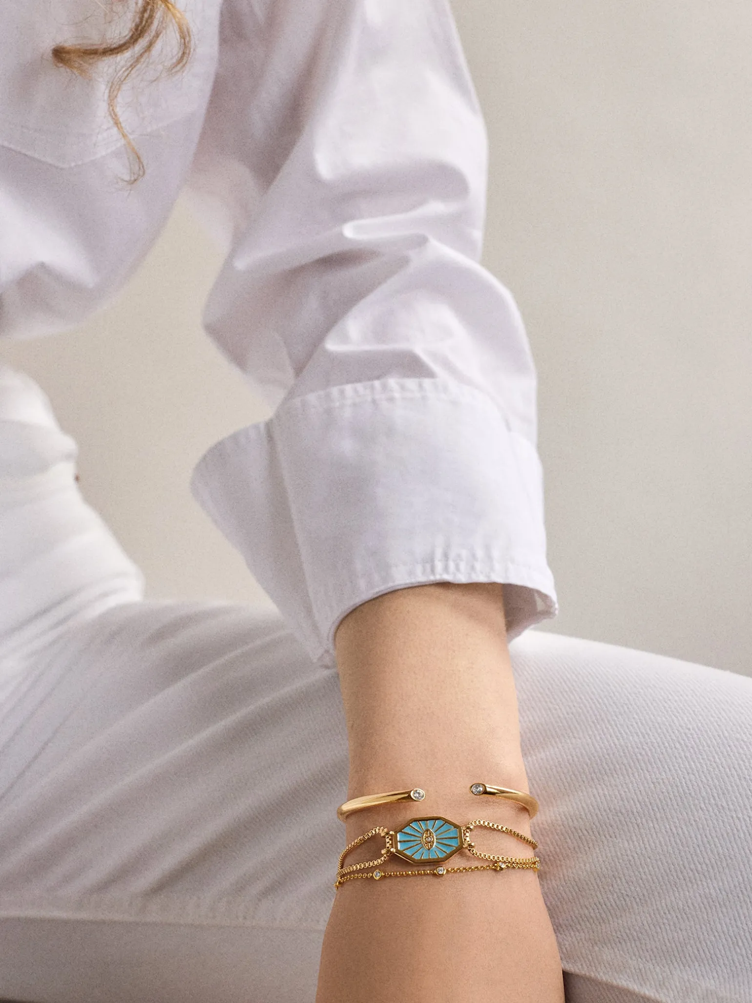 Evil Eye Reversible Bracelet - Gold/Turquoise